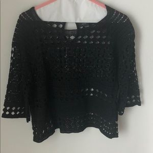 Cliche couture black crochet top, size medium